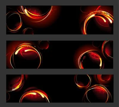 Banner with fire circles Stock Illustration
