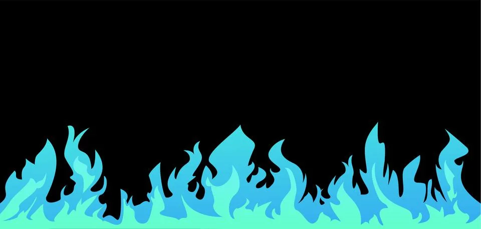 Banner with Fire Effect. Vector illustration of endless blue flames along the Stock Illustration