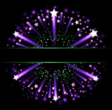 Banner with Fireworks Stock Illustration
