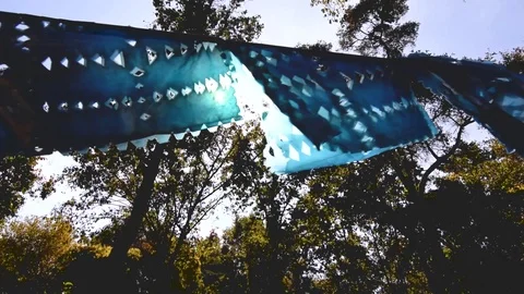 Banner Flags in Front of Sun Stock Footage 122847722