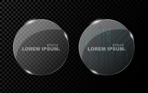 A banner from a flat realistic circle and from a shining, bright 3d glass o.. Stock Illustration