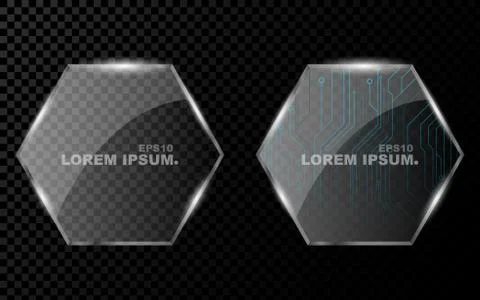 A banner from a flat realistic polygon, a hexagon and from a shining, brigh.. 库存插图