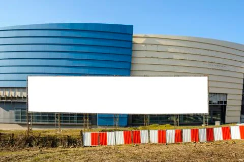 Banner in a front of a construction site 스톡 사진