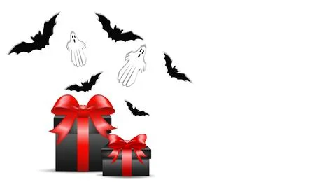 Banner, gift boxes in black with red bows, the concept of gifts and surprises Stock Illustration