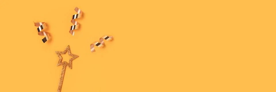 Banner with glittering magic wand with copy space. Stock Photos