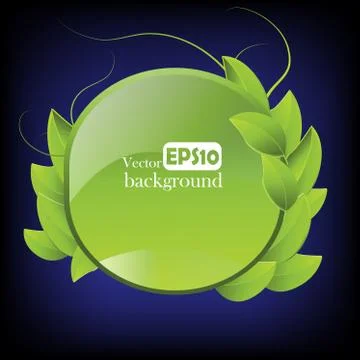 Banner with green leaf Stock Illustration