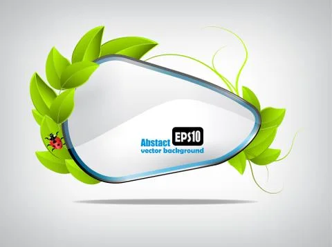 Banner with green leaf Stock Illustration