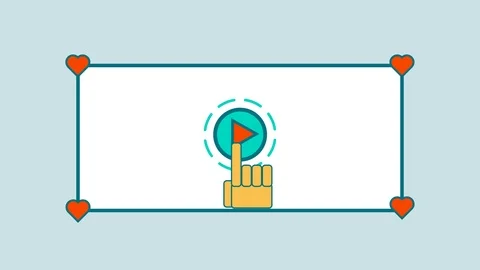 Banner greeting the hand presses the button Stock Footage 120994600