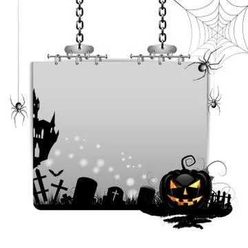 Banner for Halloween with pumpkin Stock Illustration