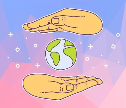 Banner with hand holding Stock Illustration
