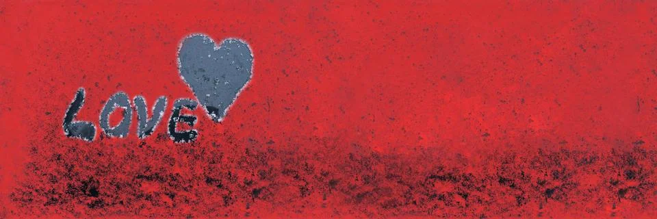 The banner has a red textured background with a heart and the word love. va.. Stock Illustration