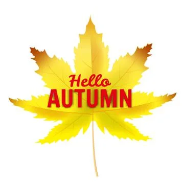 Banner Hello Autumn leaf template background. Yellow and brown colorful leaves Stock Illustration
