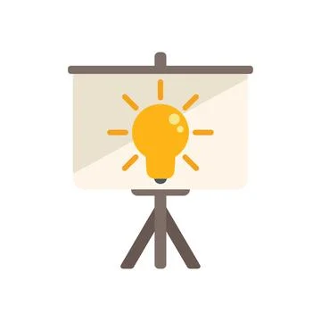 Banner idea icon flat vector. Creative solution Stock Illustration