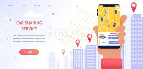 Banner Illustration Navigation Location Rental Car Stock Illustrationen