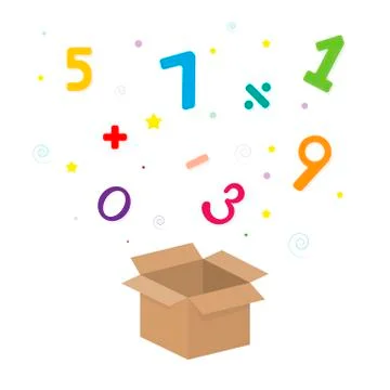 Banner with the image of the arithmetic digital set. Numeral in box. Stock Illustration