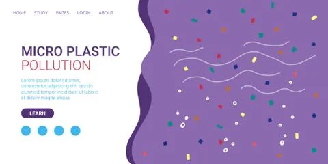Banner inscription micro plastic pollution cartoon Stock Illustration