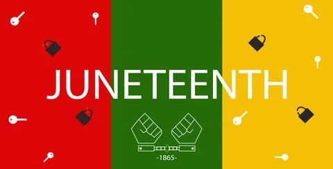 Banner with key for juneteenth day; Stock Illustration
