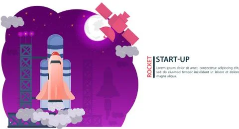 Banner launch of the space Shuttle for flight at the cosmodrome for web and m Stock Illustration