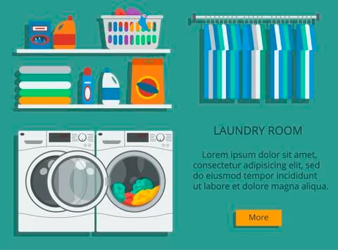 Banner with Laundry room Stock Illustration