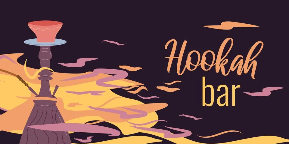 Banner layout design template for hookah bar. Stock Illustration