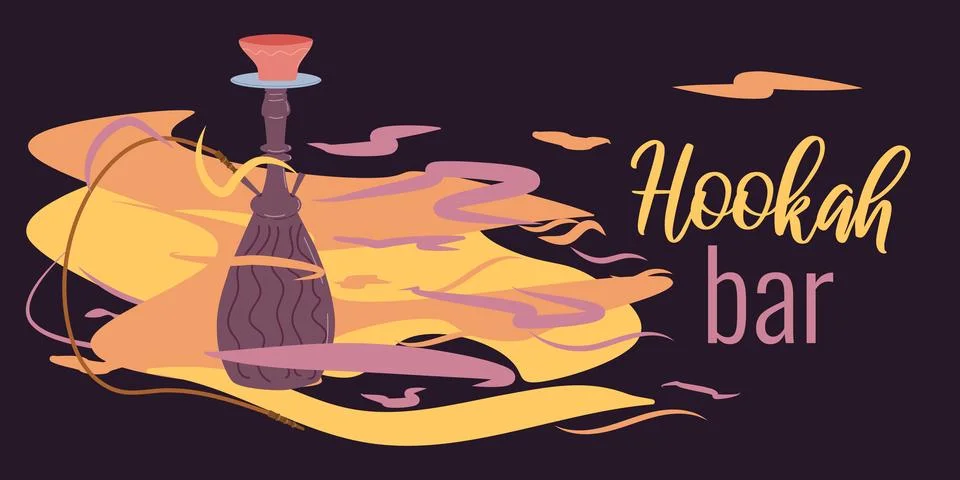Banner layout design template for hookah bar. Stock Illustration