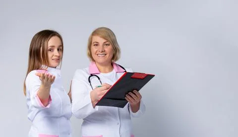 Banner- long format on grey background. Thank you doctor and Nurses, medical Stock-Fotos