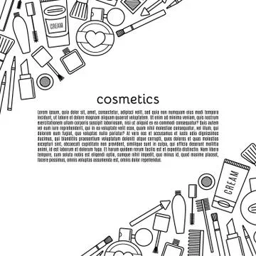 Banner make up and cosmetics vector set. Stock Illustration