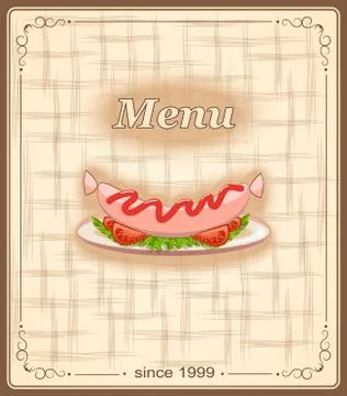 Banner for menu with sausage Stock Illustration