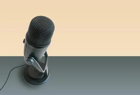 Banner with microphone Fotos de archivo