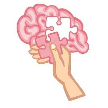 Banner missing piece brain mosaic vector illustration Stock Illustration