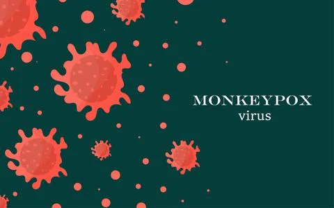 Banner with monkeypox viruses to inform about the spread of the disease. The Stock Illustration