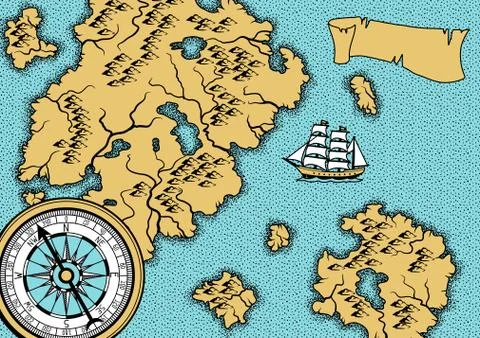 Banner with old nautical map. Stock Illustration