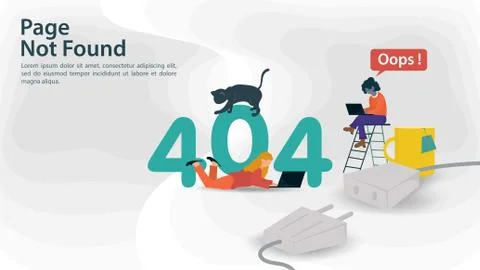Banner Oops 404 error page not found Internet connection problems two small w Stockillustratie