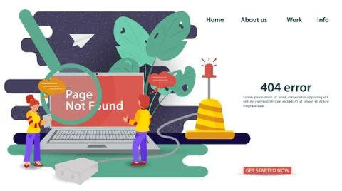 Banner Oops 404 error page not found Internet connection problems a guy and a Stockillustratie