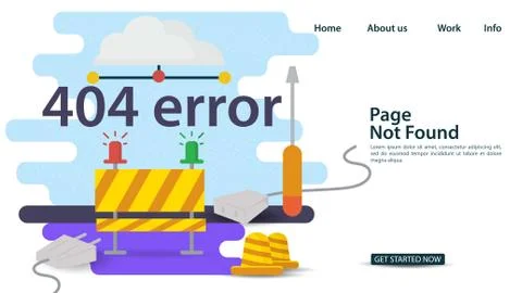 Banner Oops 404 error page not found Internet connection problems Repair barr Stockillustratie