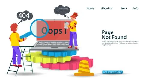 Banner Oops 404 error page not found Internet connection problems a Guy and a Stock Illustration
