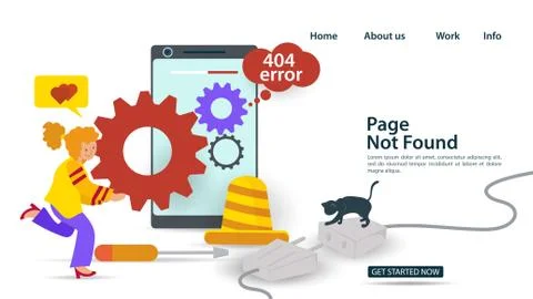 Banner Oops 404 error page not found Internet connection problems Girl rolls Stockillustratie