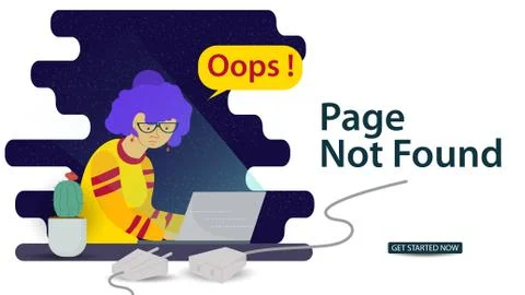 Banner Oops 404 error page not found Internet connection problems Girl with g Stockillustratie