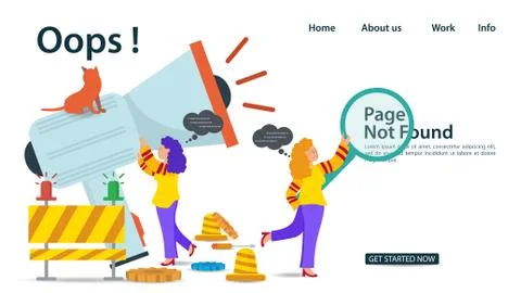Banner Oops 404 error page not found Internet connection problems Girls holdi Stockillustratie