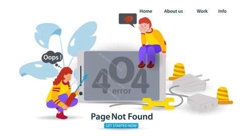 Banner Oops 404 error page not found Internet connection problems a Girl and Stock Illustration