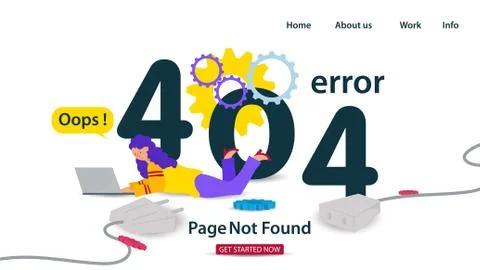 Banner Oops 404 error page not found Internet connection problems Girl with l Stockillustratie