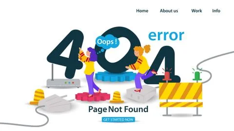 Banner Oops 404 error page not found Internet connection problems Two girls h Stockillustratie