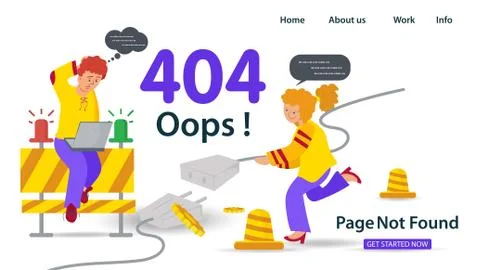 Banner Oops 404 error page not found Internet connection problems Girl holdin Stockillustratie