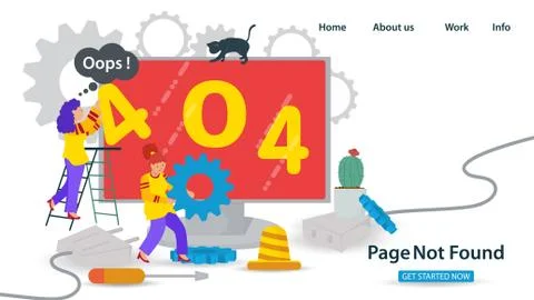 Banner Oops 404 error page not found Internet connection problems Two girls r Stock Illustration