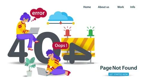 Banner Oops 404 error page not found Internet connection problems Two girls s Stock Illustration