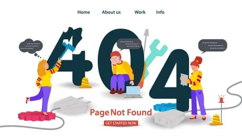 Banner Oops 404 error page not found Internet connection problems Girl paints Stock Illustration