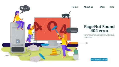 Banner Oops 404 error page not found Internet connection problems Small peopl Stock Illustration
