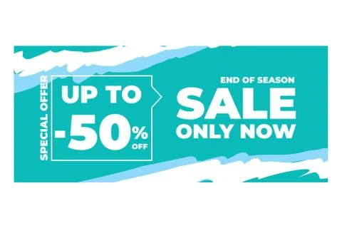 Banner or flyer design with discount, sale. Torn Design. Brush Stroke Style Stock Illustration