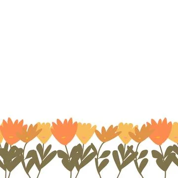 Banner with orange calendula on white background Stock Illustration