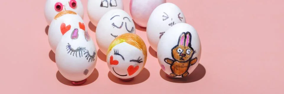 Banner Painted Easter eggs Stock Photos
